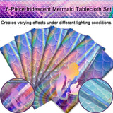 iCrius Mermaid Tablecloth, 6pcs - Disposable Iridescent Tablecloth -