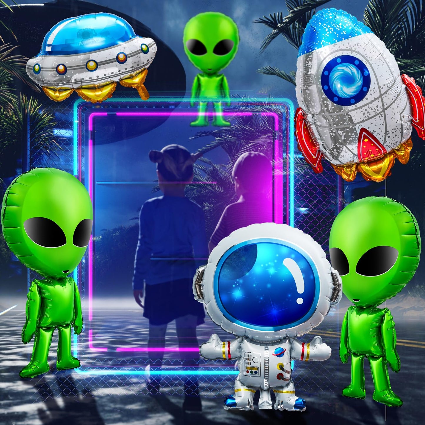 8 Pcs 31.5 Inch Inflatable Alien Balloons Alien Party