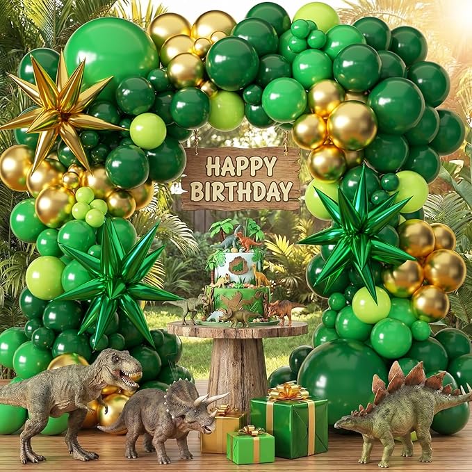 KARLURE Green and Gold Balloon Garland Arch Kit with Stars, Different