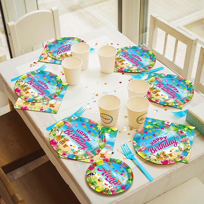 96 Pcs Hawaiian Aloha Party Decorations Supplies Luau Tropical