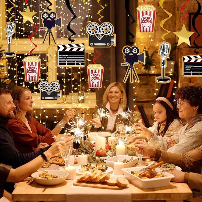 30Pcs Movie Night Party Supplies Hanging Decorations Movie Theme