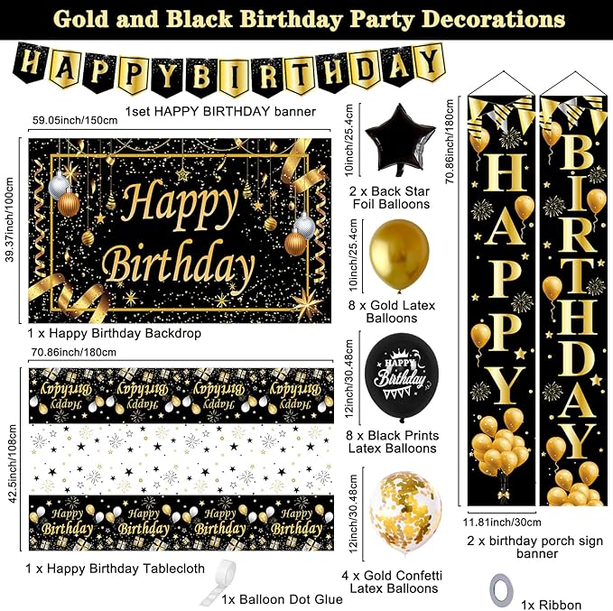 Black and Gold Birthday Decorations Birthday Party DecoratIons for