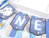 Outer Space High Chair Banner Planets Astronaut Rocket 1st Birthday