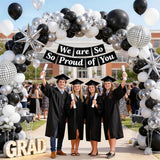 KARLURE Black Silver Balloons Arch Kit, Black Silver White Balloons