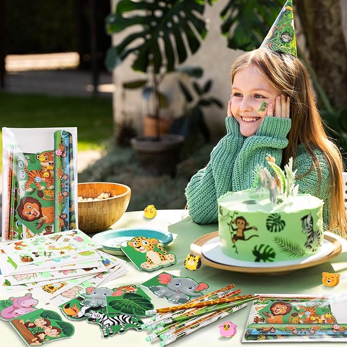 120Pcs Jungle Safari Party Favors Zoo Animals Sticker Stampers Slap