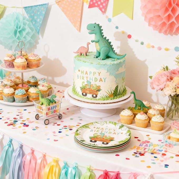 50 Pcs Dinosaur Birthday Party Paper Plates Dinosaur Theme Birthday