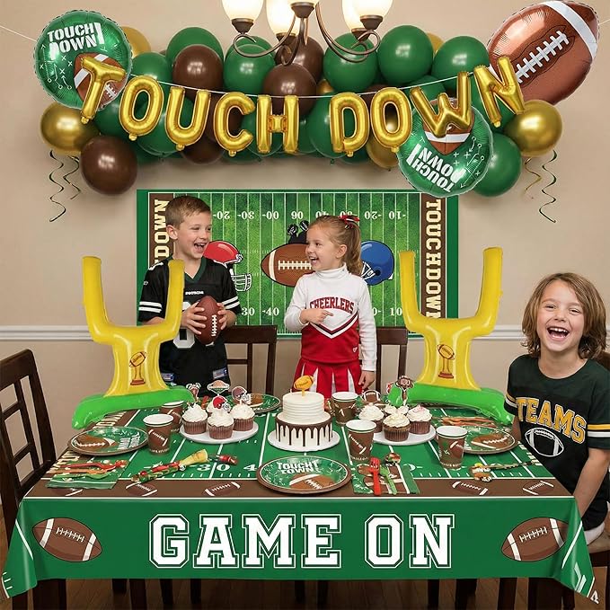 Football Party Decorations Kit with Green Brown Gold small Balloon