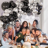 147pcs Black and Silver Balloons Garland Arch Kit, 18 12 10 5 inch