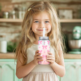 Whaline 20Pcs Coquette Pink Bow Plastic Cups with Lids and Straws