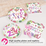 96 Pcs Pink Dinosaur Birthday Decorations for 2nd Girls Two Rex Girl