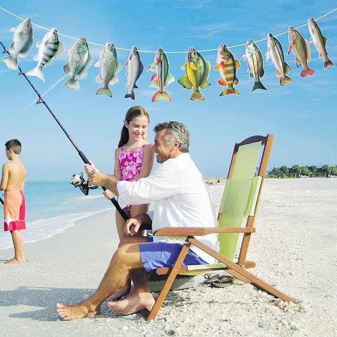 Hooqict Gone Fishing Hanging Banner Garland Fish Birthday Party