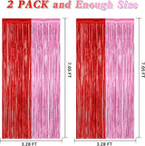 2 Pack Backdrop Curtains, 3.28 Feet x 7.05 Feet Red Pink Backdrop,