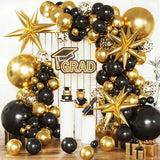 KARLURE Black and Gold Balloons Arch Kit with Black Gold Confetti