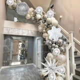 Christmas Decorations Balloons Arch Kit White Silver Snowflake