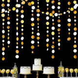 46 Feet White and Gold Circle Dots Garland Hanging Paper Polka Dots