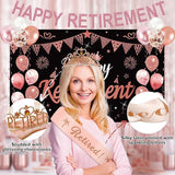 Rose Gold Retirement Party Decorations for Women Retired Crown and
