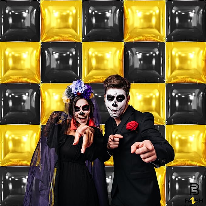 XtraLarge Black and Gold Balloon Wall Backdrop 22 Inch Pack of 25