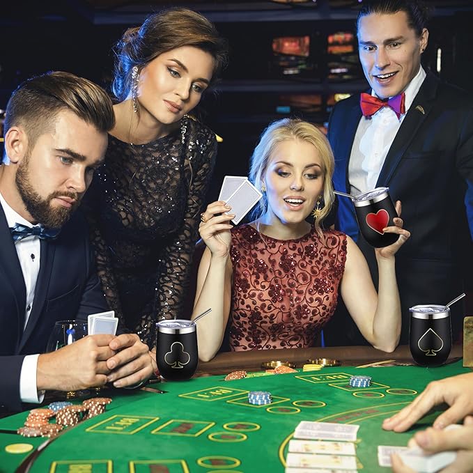 4 Pcs Casino Party Cups Pokers Glasses Stainless Steel Wine Tumblers