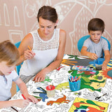 Dinosaur Coloring Tablecloth for Kids Jumbo 30x72 Inch Poster with