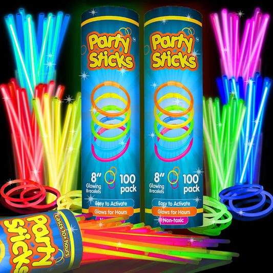 Glow Sticks Bulk Neon Party Supplies - 200 8” Neon Party Glow Sticks