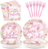 96Pcs Ballerina 2nd Birthday Party Supplies Pink Ballet Tutu Cute