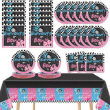 24 Guests Burnouts or Bows Gender Reveal Party Supplies Baby Boy or