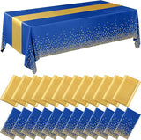 Breling 24 Packs Navy Blue and Gold Disposable Plastic Tablecloths