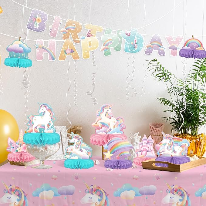 Unicorn Birthday Party Supplies Set Rainbow Table Decorations with