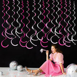 36 Pcs Hot Pink Hanging Swirl Decorations Ombre Pink White Felt Swirl