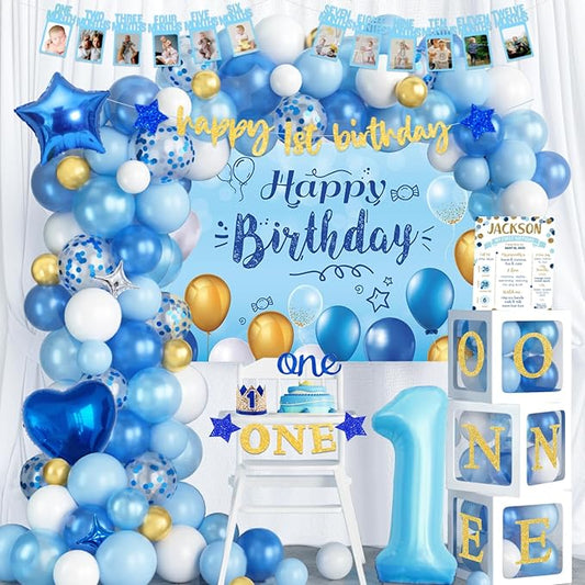 118 PCs First Birthday Decorations for Boy Party Inspo Baby Boy 1st