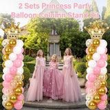 2 Sets Princess Party Balloon Column Stand Kit With 102 Crown Foil