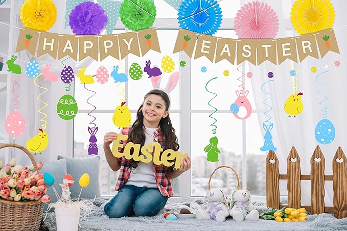 Easter Animal Party Decorations Set for Home Happy Easter Banner Egg