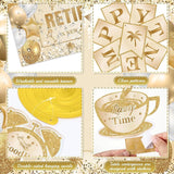20pcs Retirement Party Decorations for Women Men Gold Happy