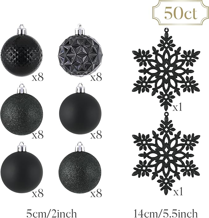Valery Madelyn Christmas Tree Decorations Ornament Set, 50ct 2 Inches
