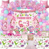 Pink Dinosaur Birthday Decorations for 3 Year Old Girls 134 Pcs