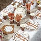 144Pcs Boho Birthday Party Supplies Decorations Brown Flower Paper