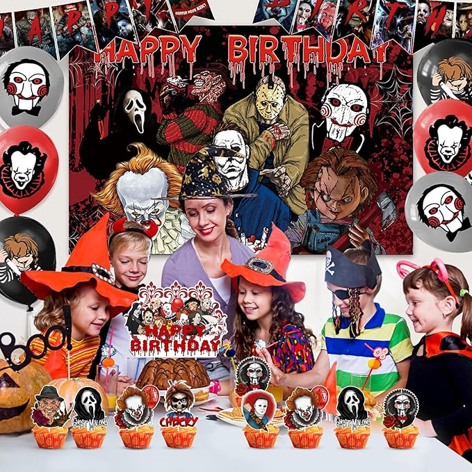 Horror Birthday Party Decorations 50 Pcs Halloween Theme Kit with