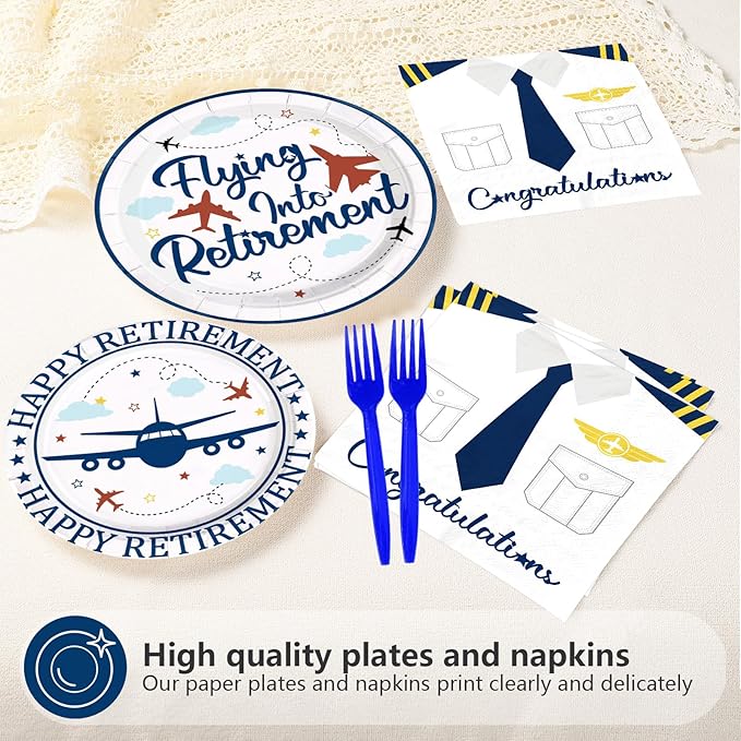 96Pcs Flying into Retirement Party Decorations Pilot Happy