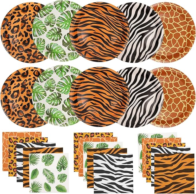 100Pcs Jungle Safari Wild Animal Party Supplies Disposable jungle