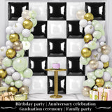Black and White Square Foil Balloons 25 Pcs Metallic Black and White