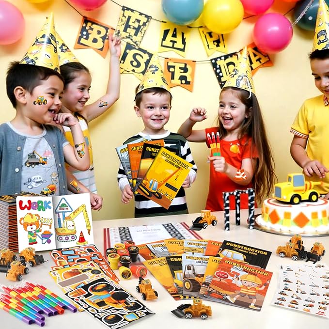 168Pcs Construction Party Favors Excavator Theme Coloring Books