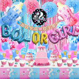 124 Pcs Gender Reveal Decorations Kit Party Supplies With 36''