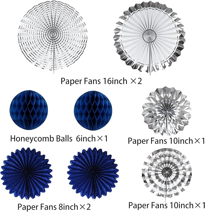 Blue Retirement Party Decorations for Men Women Silver Blue 19pc