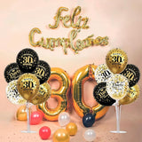 4 Set Black Gold Balloon Stand Kit for Birthday Decorations for 30th