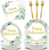 96Pcs Sage Green Retirement Party Decorations Greenery Happy