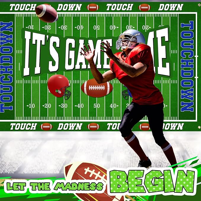 4 Pcs Football Backdrop Banner Decoration Football Party Supplies