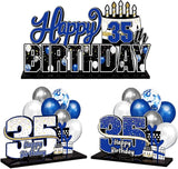LINGTEER Happy 35th Birthday Blue Acrylic Table Topper Centerpieces