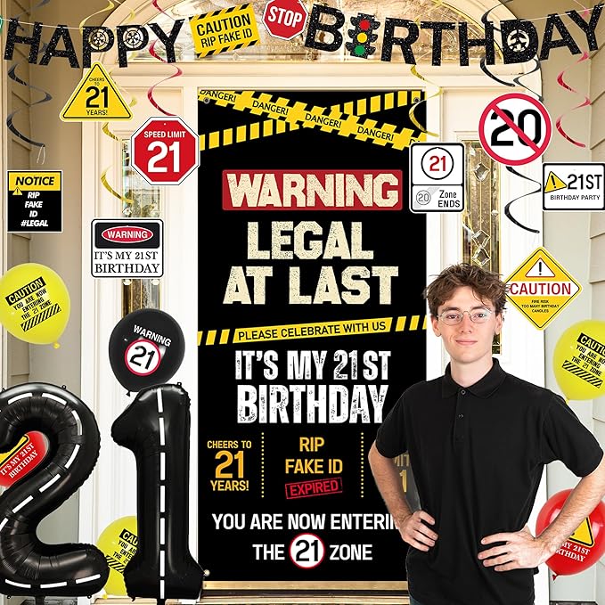 21st Birthday Party Decorations Black Happy 21st Birthday Banner
