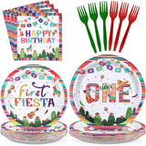 96Pcs First Fiesta Birthday Decorations Mexican Fiesta 1st Birthday