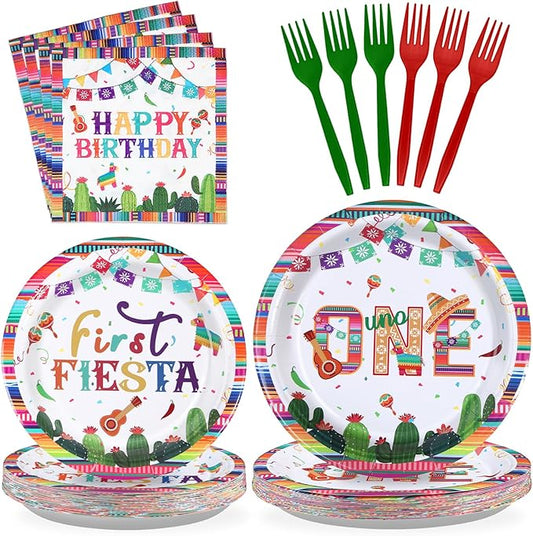 96Pcs First Fiesta Birthday Decorations Mexican Fiesta 1st Birthday